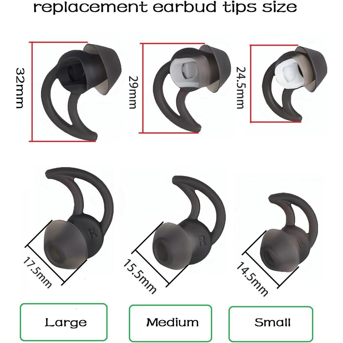 Puntas de Auriculares de Silicona CYADCI Negras 3 Pares