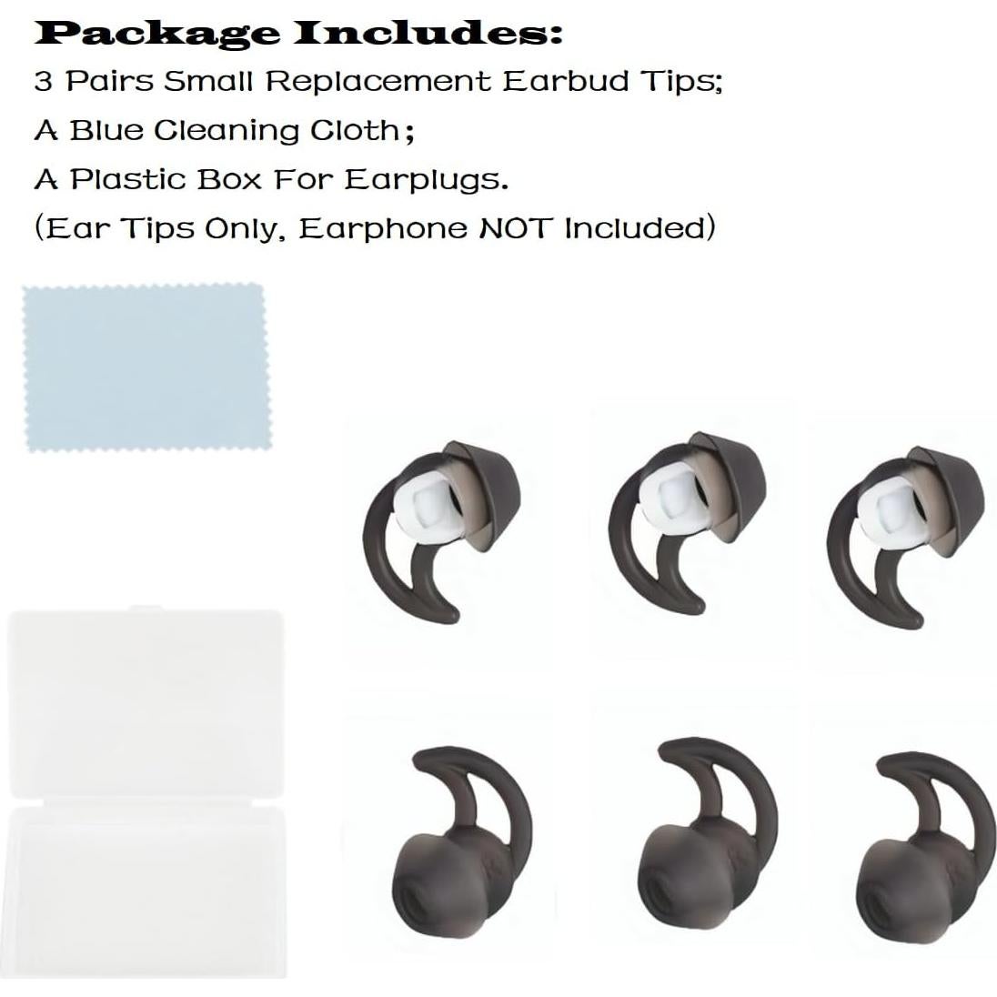 Puntas de Auriculares de Silicona CYADCI Negras 3 Pares