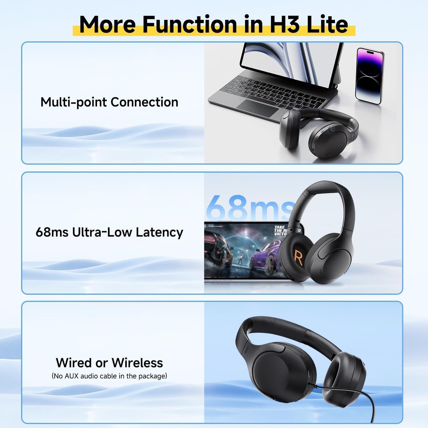 Auriculares Inalámbricos QCY H3 LITE con ANC y 60H Reproducción