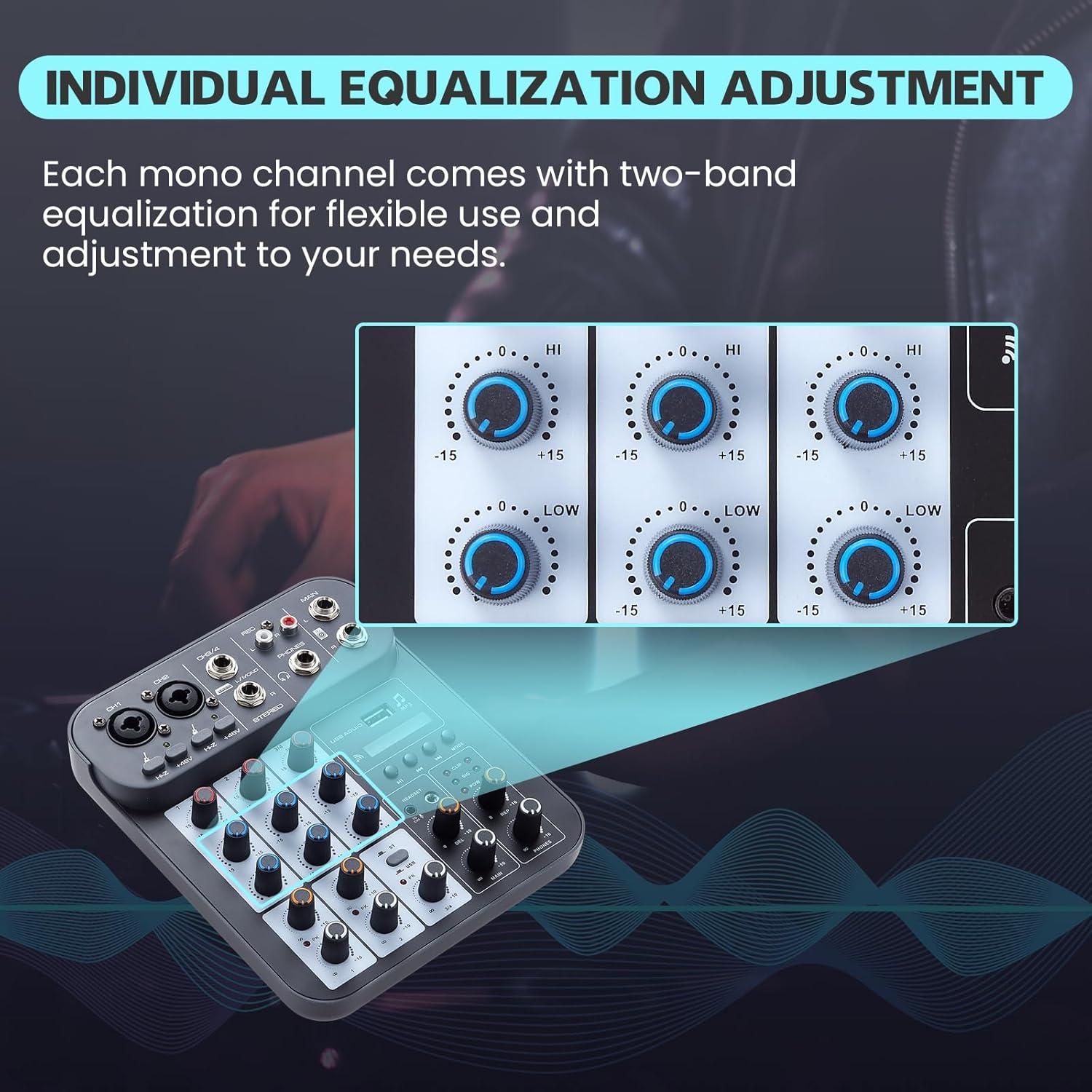Mezclador de Audio DJ 4 Canales G4B con Bluetooth y USB