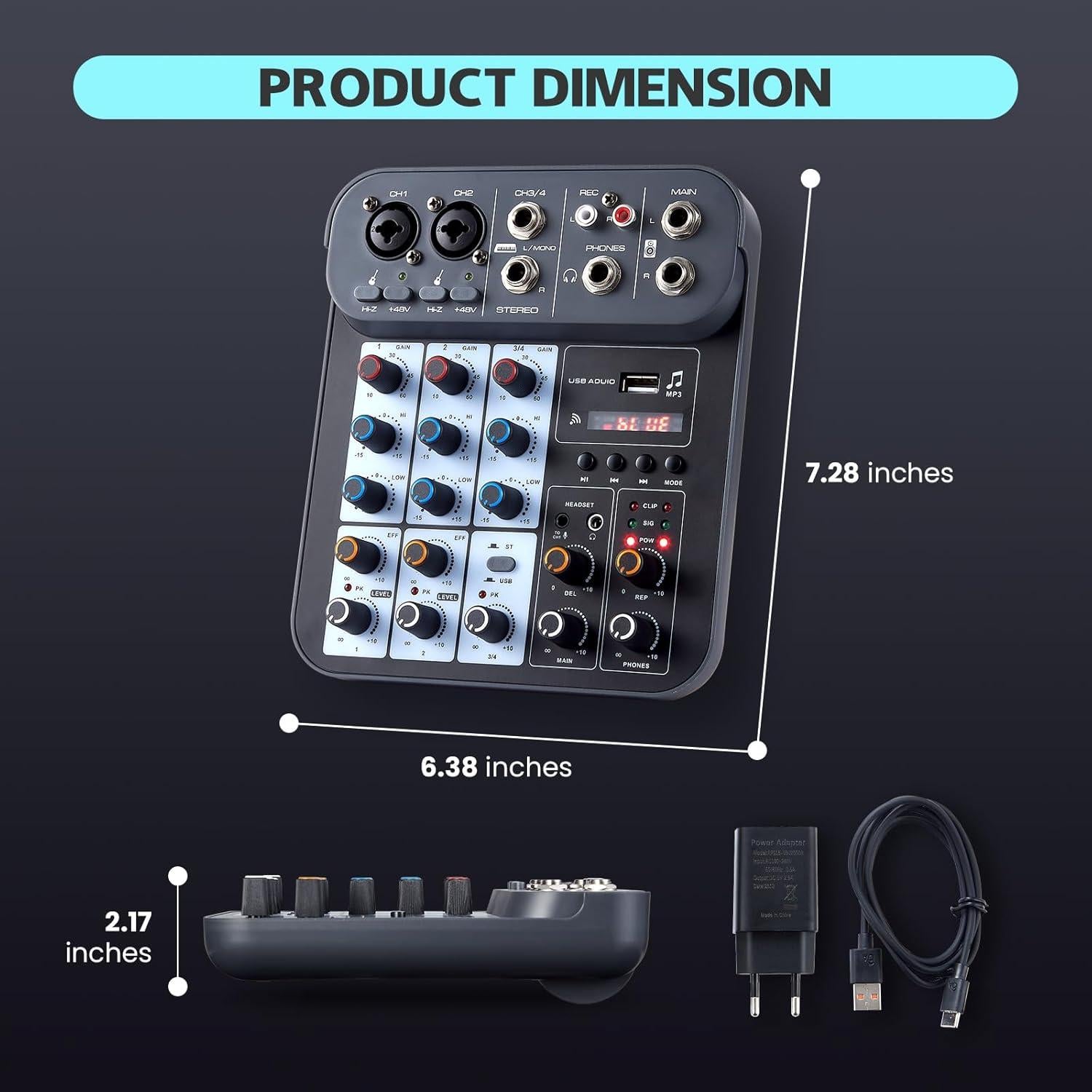 Mezclador de Audio DJ 4 Canales G4B con Bluetooth y USB