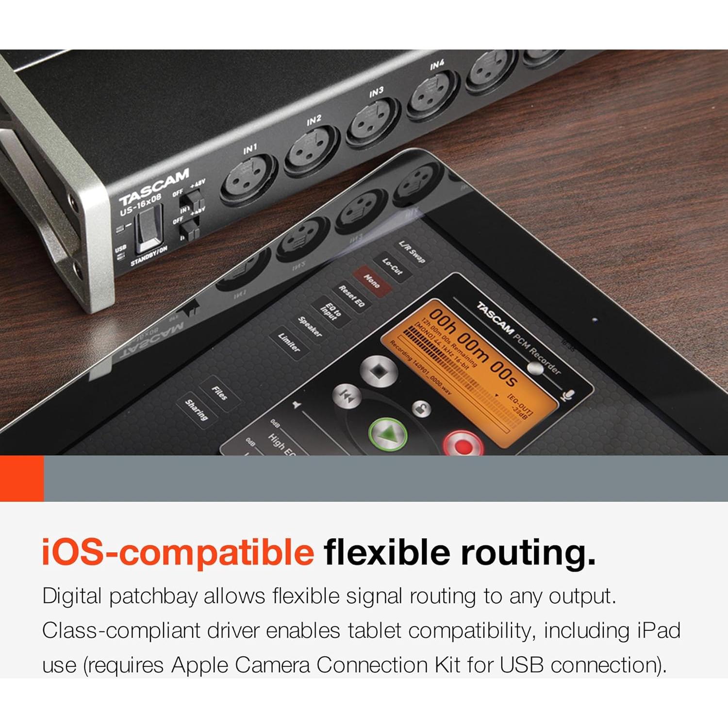 Interfaz de Audio Tascam US-16x08 USB 16 Entradas 8 Salidas