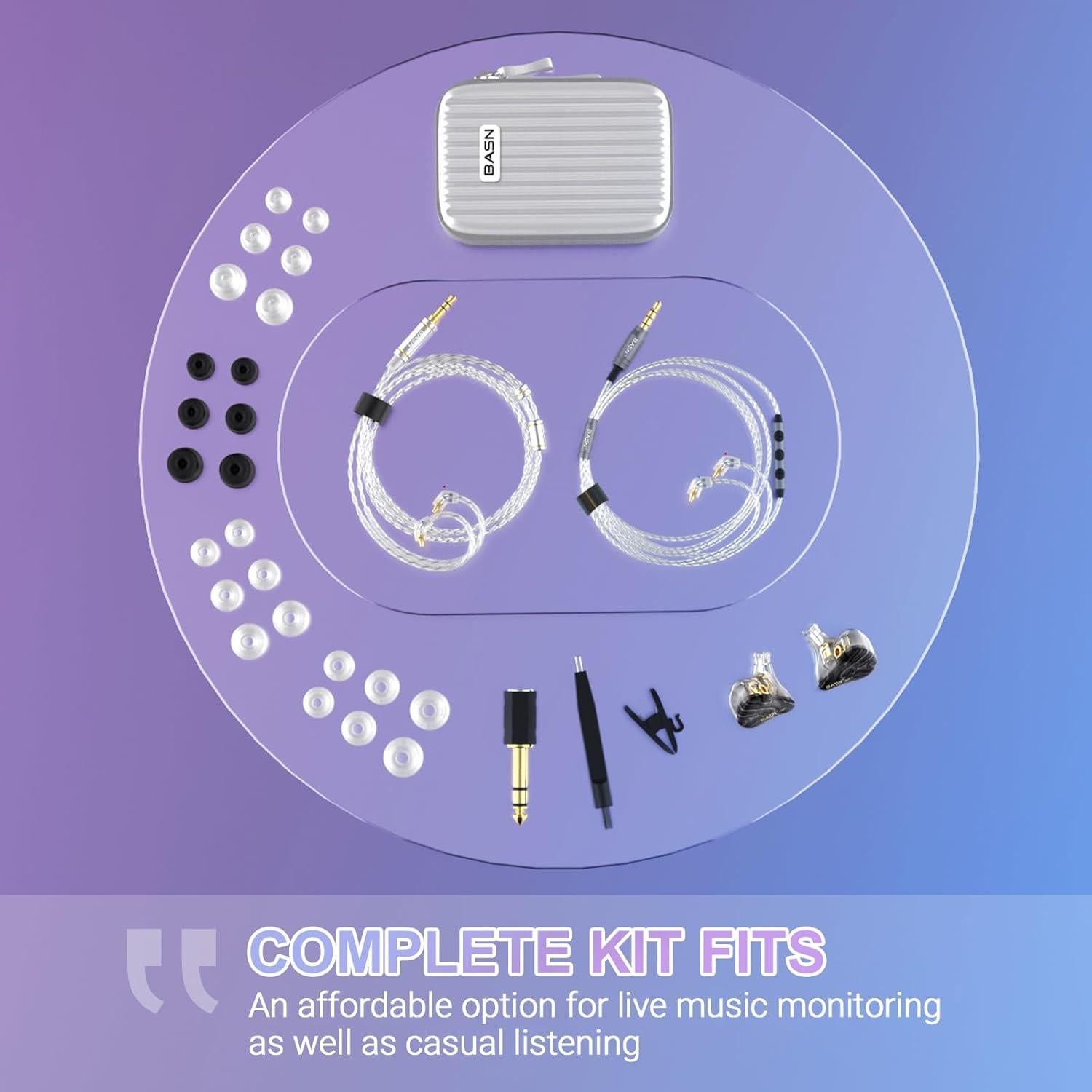 Auriculares In Ear BASN MMCX con 3 Controladores y 2 Cables