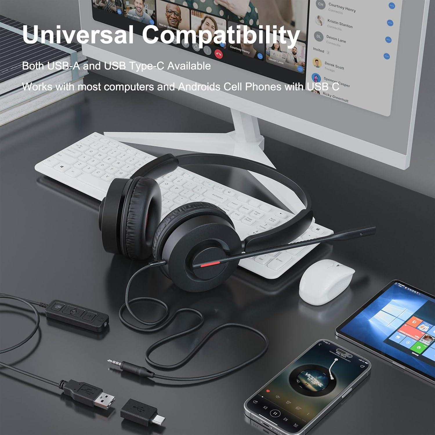 Auricular USB MAIRDI 816 Pro con Micrófono y Cancelación de Ruido