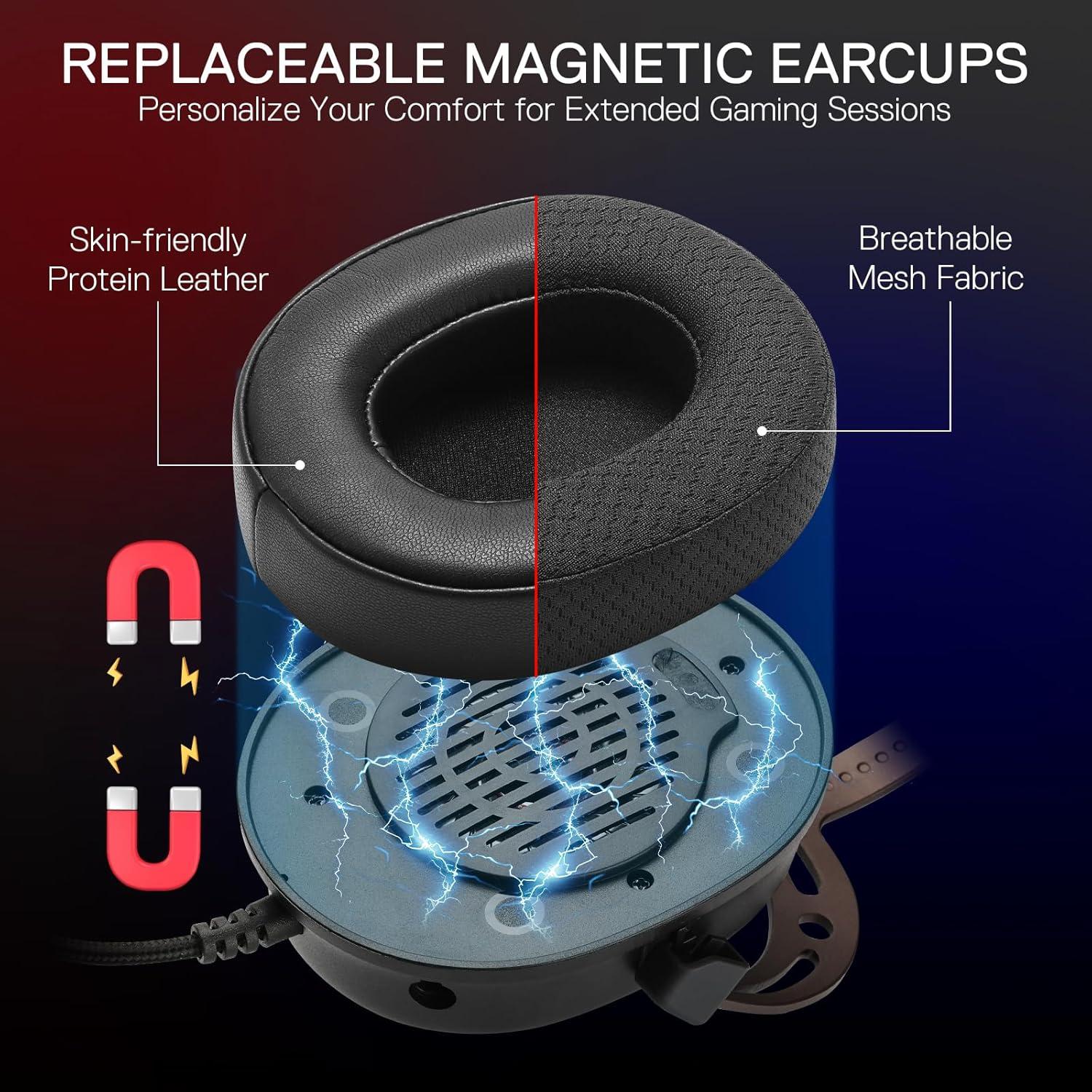 Auriculares Gaming Redragon H730 USB 53mm Sonido 360° Negro