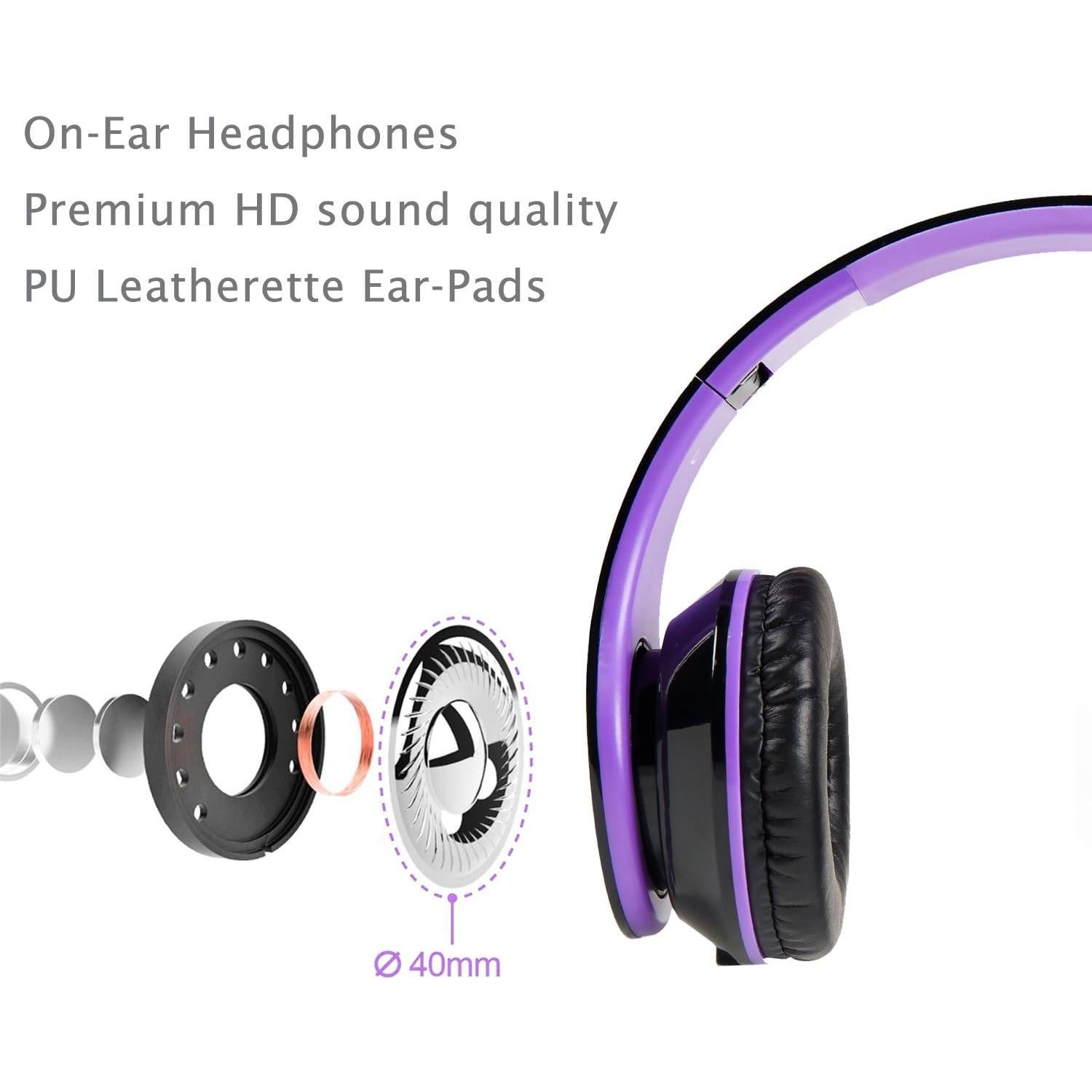 Auriculares Galice con Micrófono y Control de Volumen Negro/Púrpura