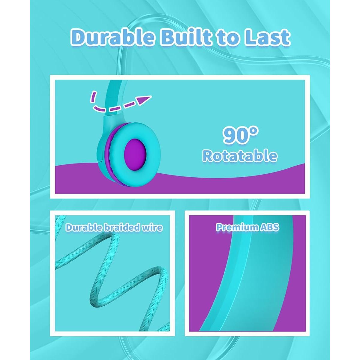 Auriculares para Niños WaveBlend K1 VerdePúrpura 95dB