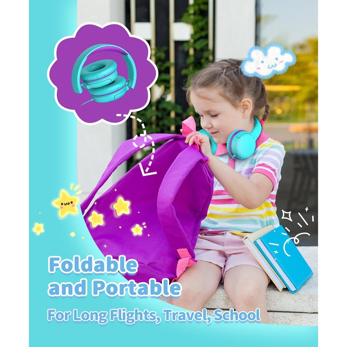 Auriculares para Niños WaveBlend K1 VerdePúrpura 95dB