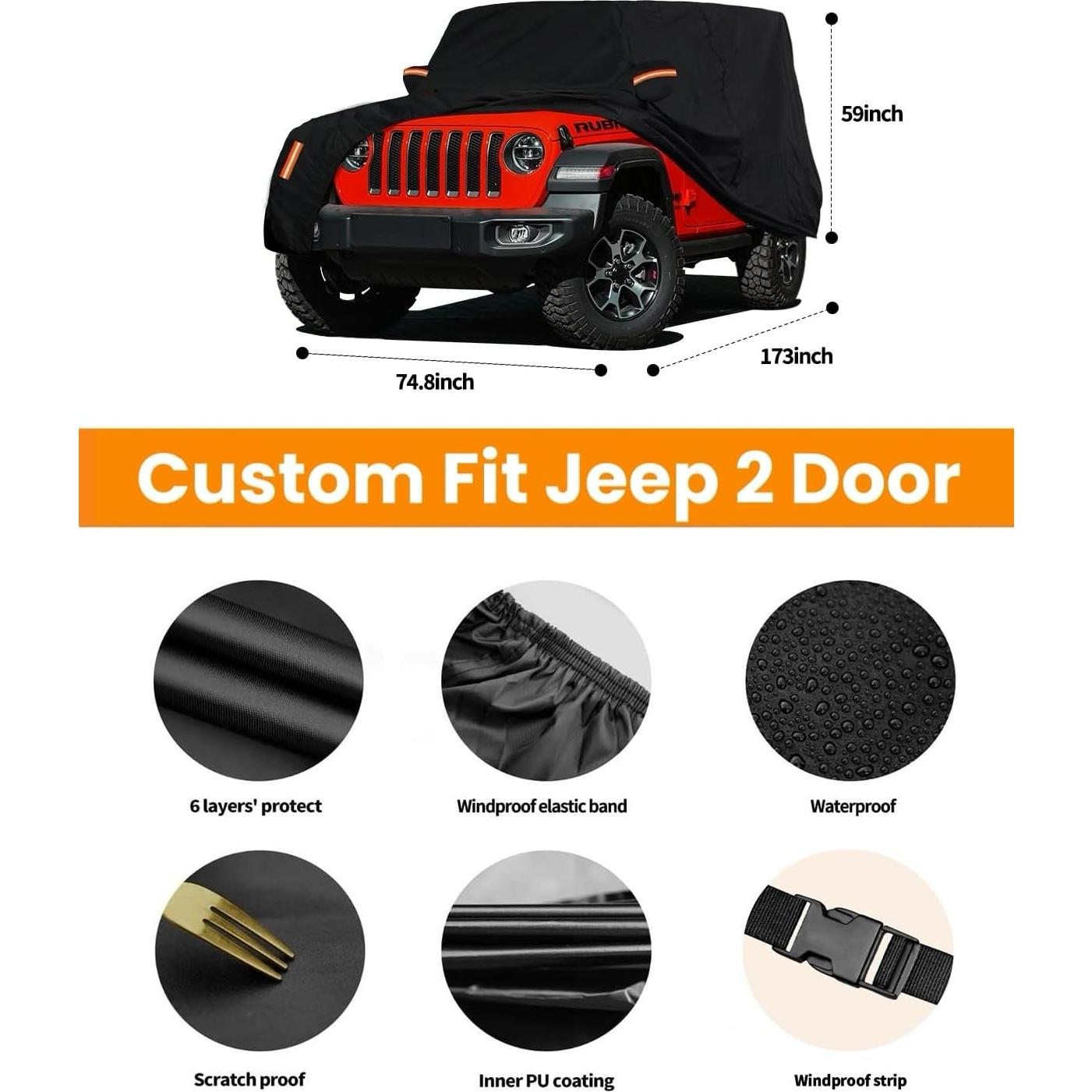 Funda Impermeable FiveFox para Jeep Wrangler 2 Puertas 1987-2025