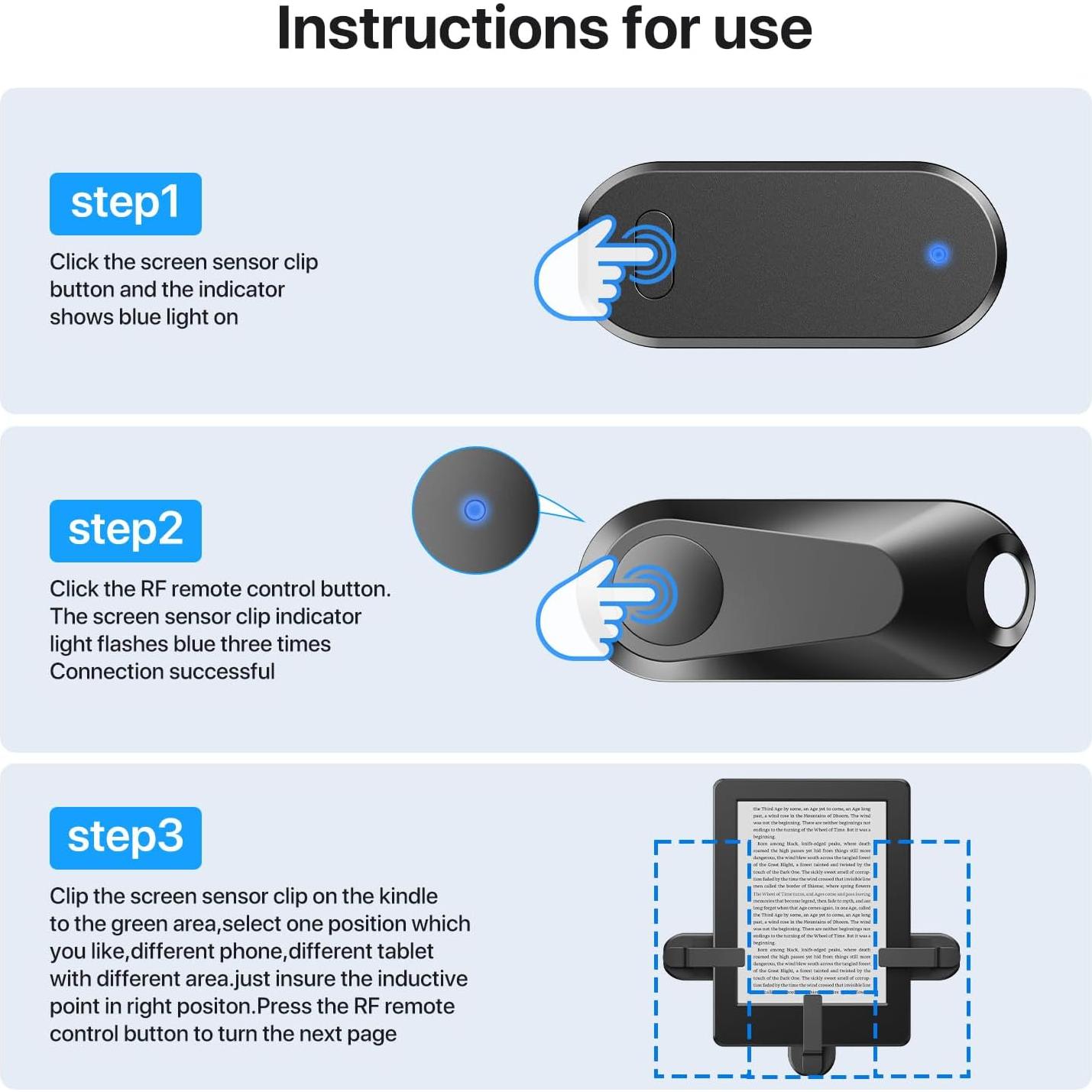 Control Remoto Pasador de Páginas Sycelu para Kindle y Tablets