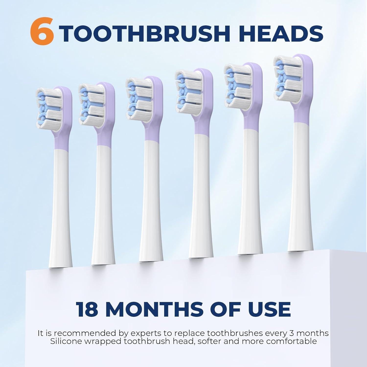 Cepillo de Dientes Eléctrico Sonic XOKK con 6 Cabezas y 4 Modos