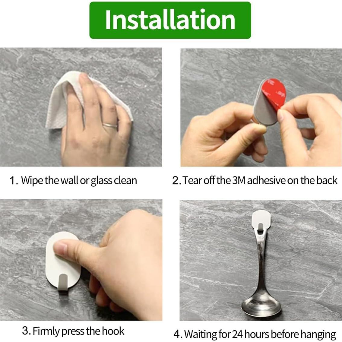 Gancho Autoadhesivo XJYWSH 6 Piezas Acero Inoxidable Blanco