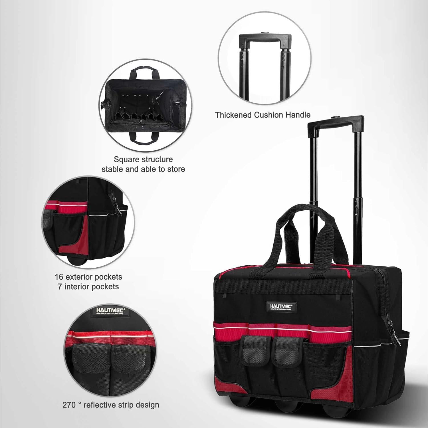 Bolsa de Herramientas Rodante HAUTMEC 45.72 cm 23 Bolsillos