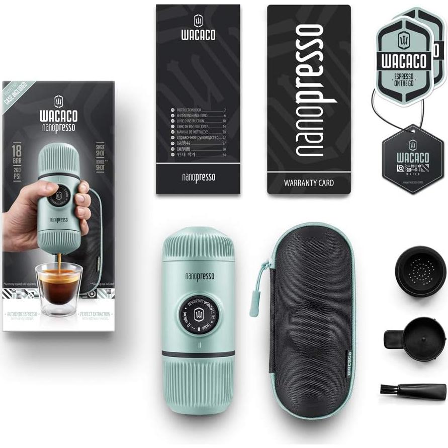 Máquina de Espresso Portátil WACACO Nanopresso con Funda Azul