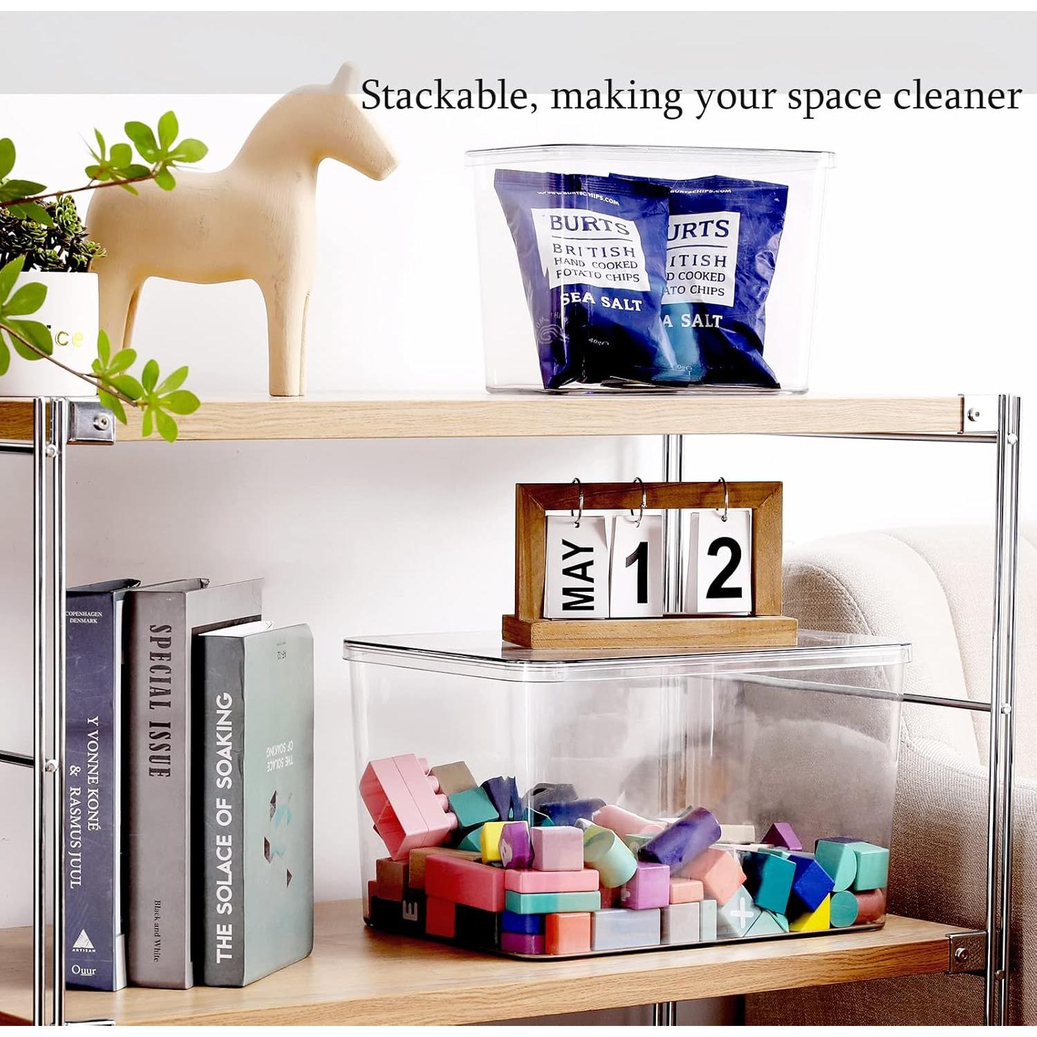 Cajas de Almacenamiento SGOOSTOOD 5 Piezas Apilables Transparentes