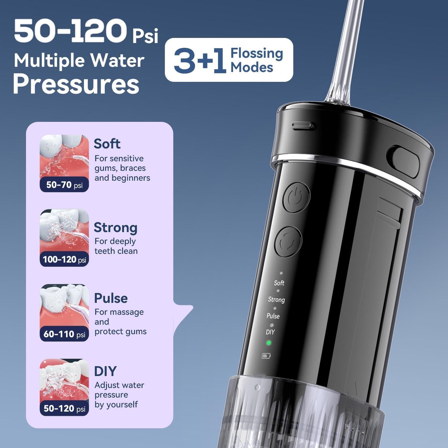 Irrigador Oral Portátil JTF F200 con Hilo Dental Telescópico