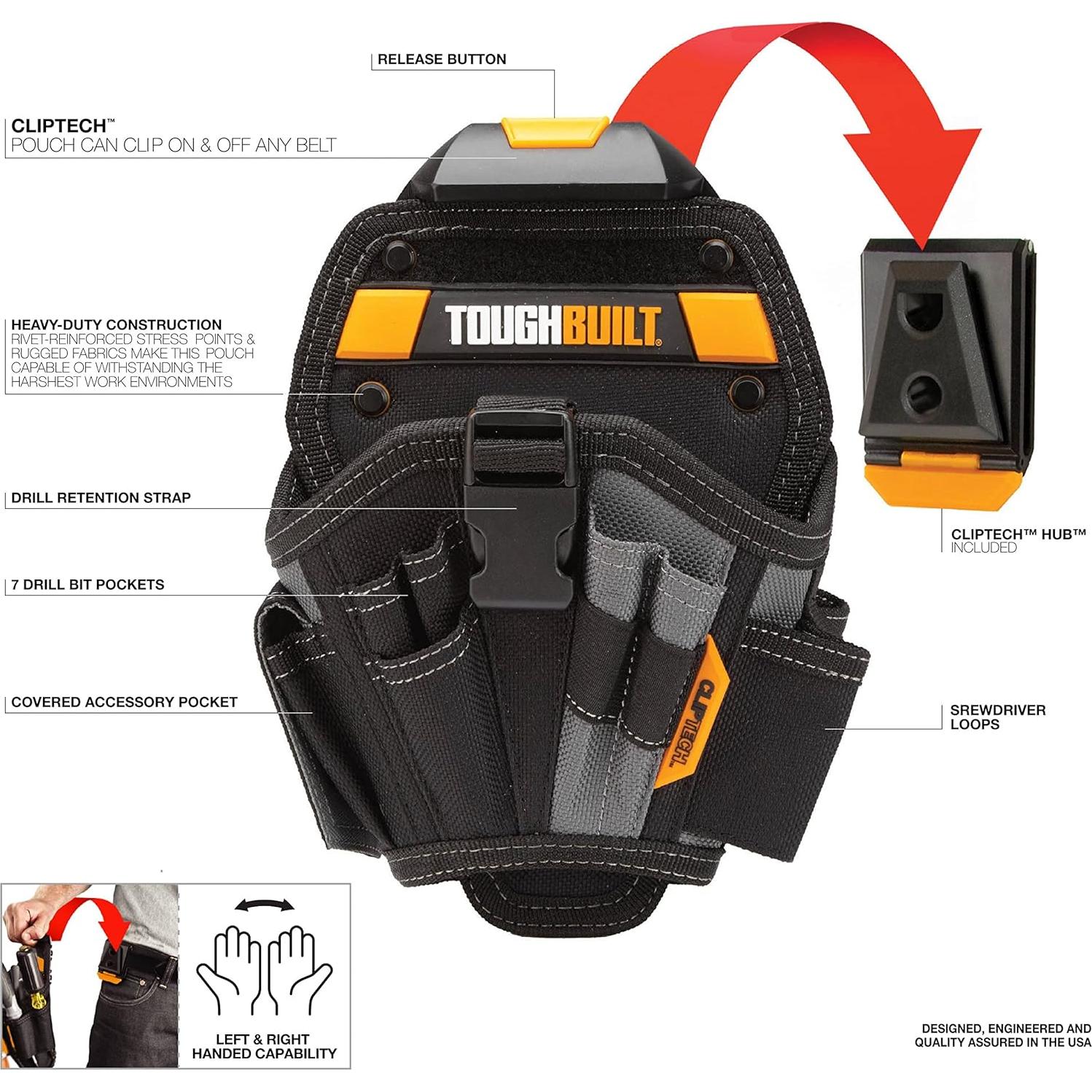 Funda de Taladro ToughBuilt TB-CT-20-L con 13 Bolsillos