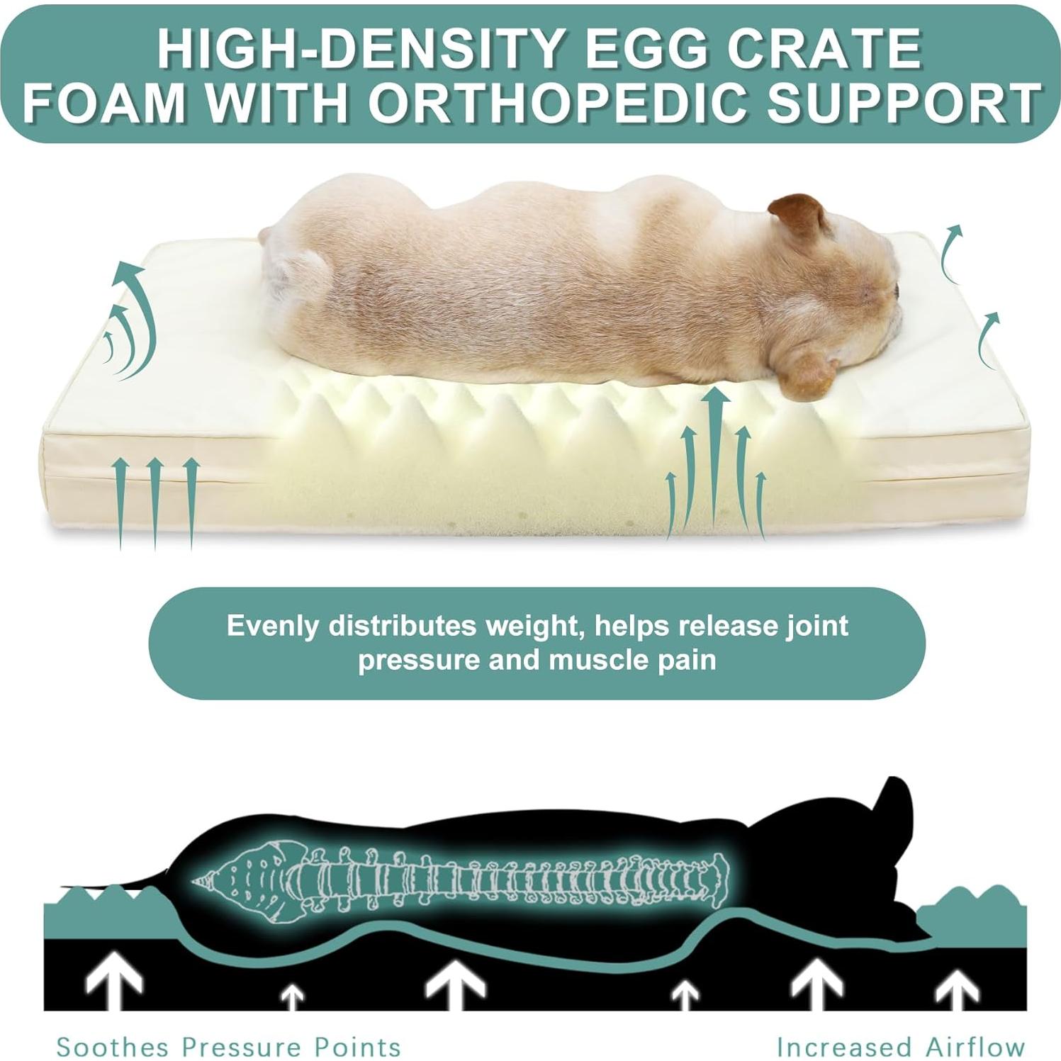 Cama ortopédica para perros Vonabem 58x43 cm impermeable beige