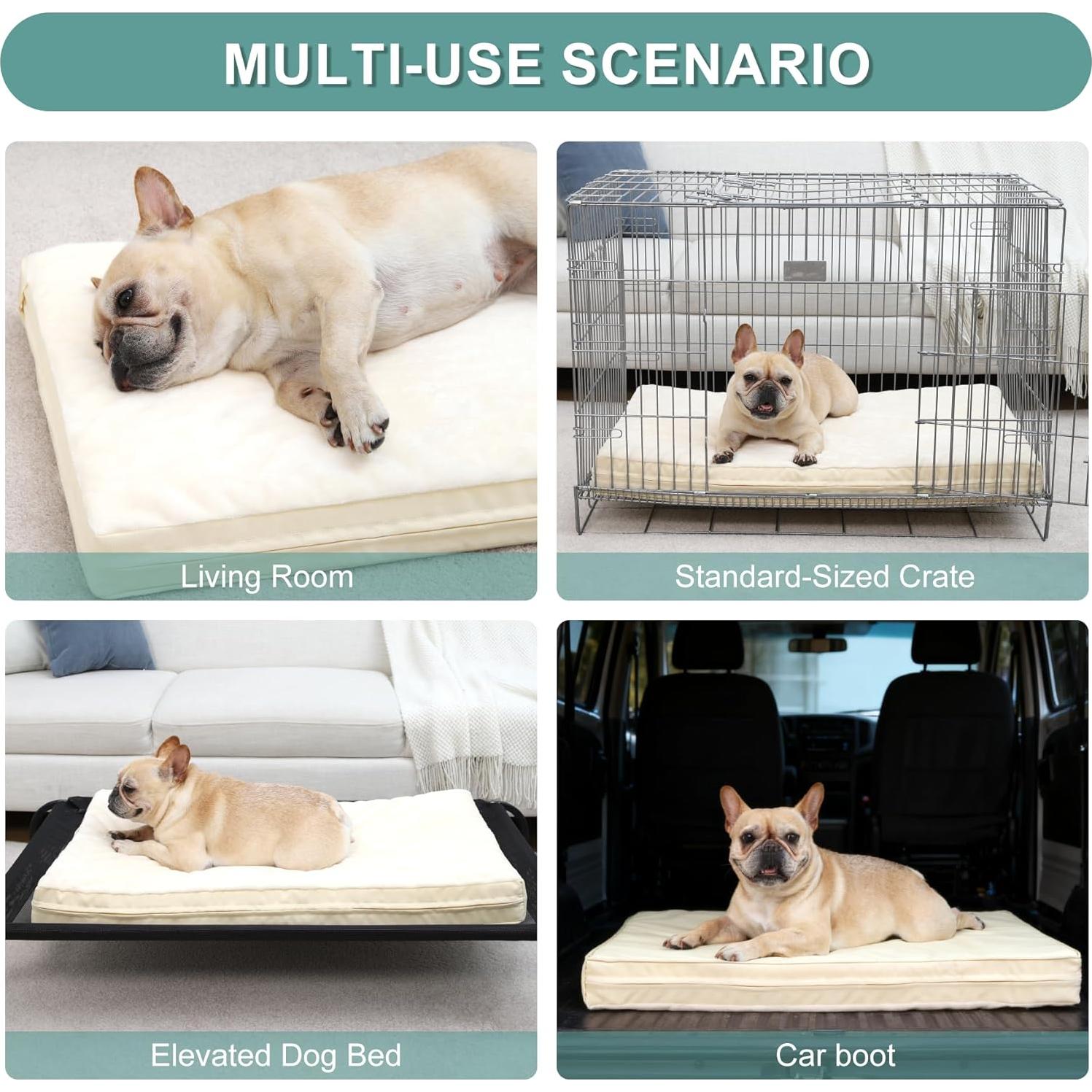 Cama ortopédica para perros Vonabem 58x43 cm impermeable beige