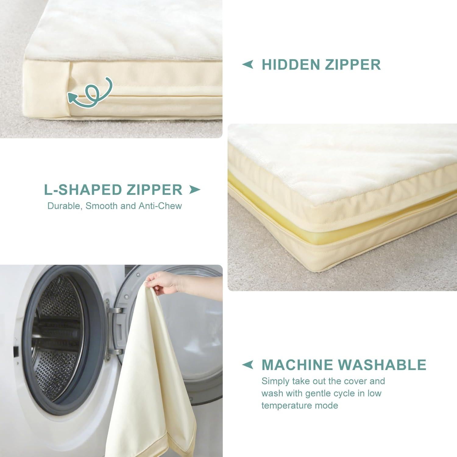 Cama ortopédica para perros Vonabem 58x43 cm impermeable beige