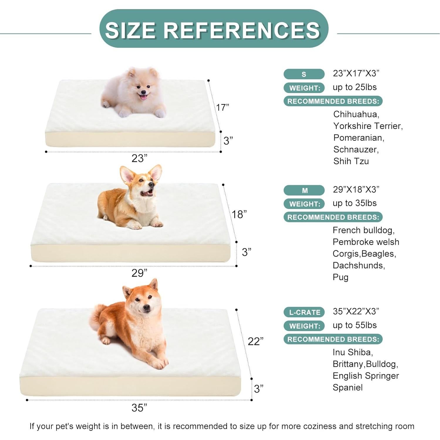 Cama ortopédica para perros Vonabem 58x43 cm impermeable beige