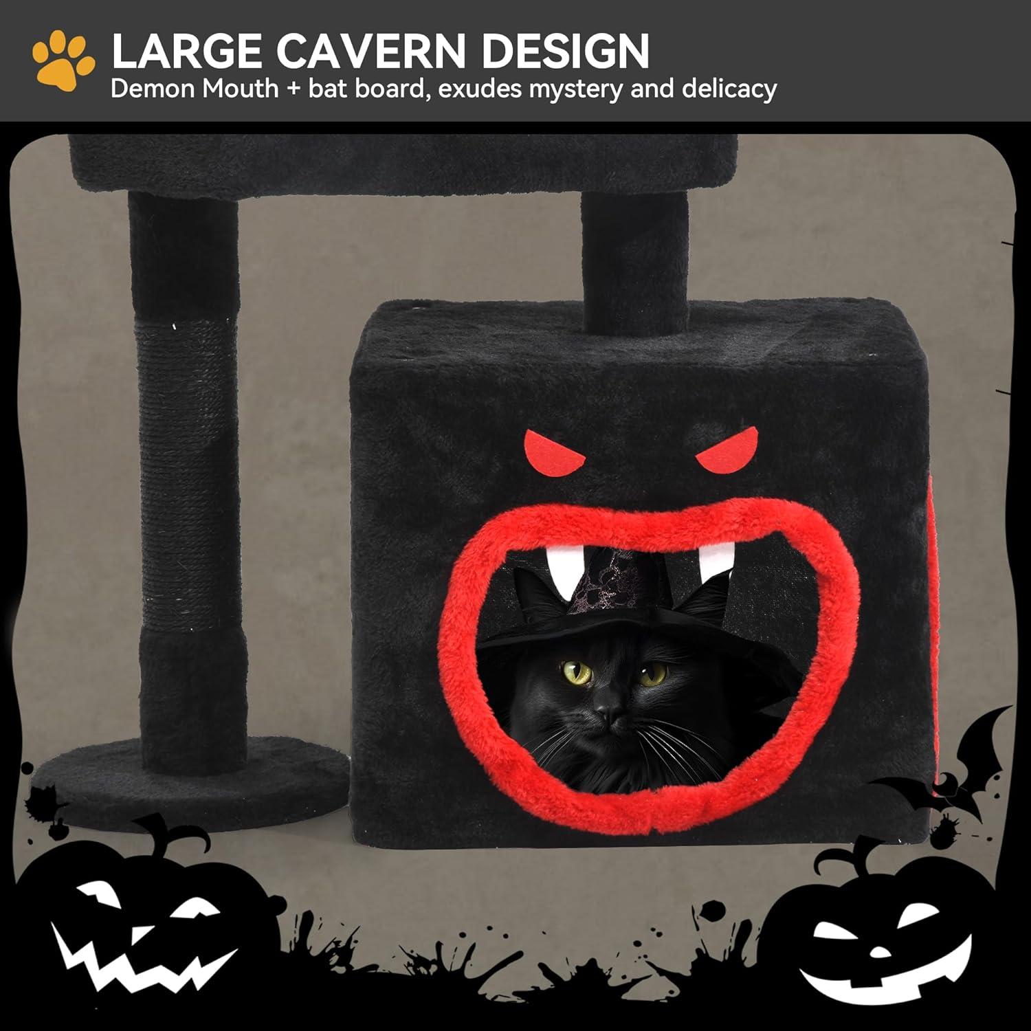 Árbol Gótico para Gatos YITAHOME 98 cm con Cama Ataúd