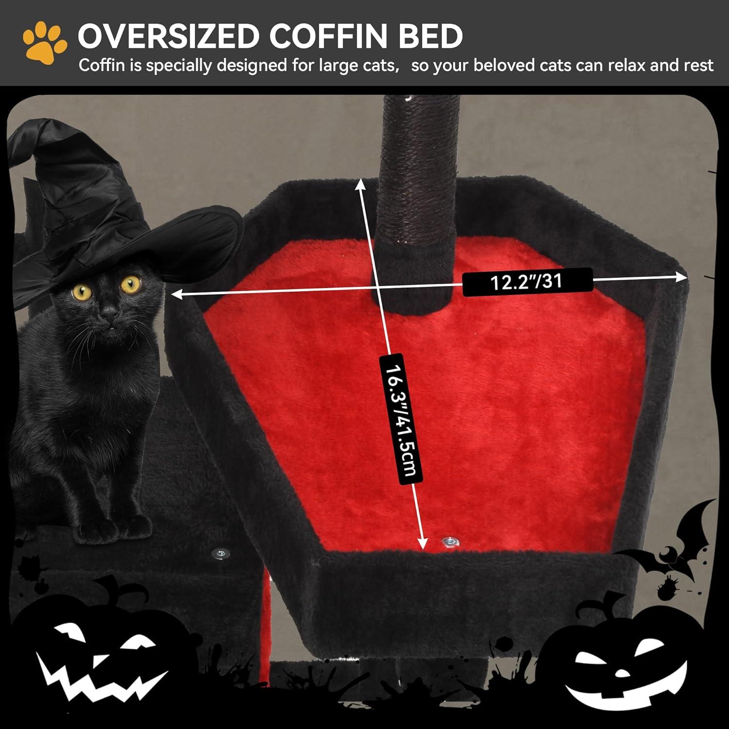 Árbol Gótico para Gatos YITAHOME 98 cm con Cama Ataúd