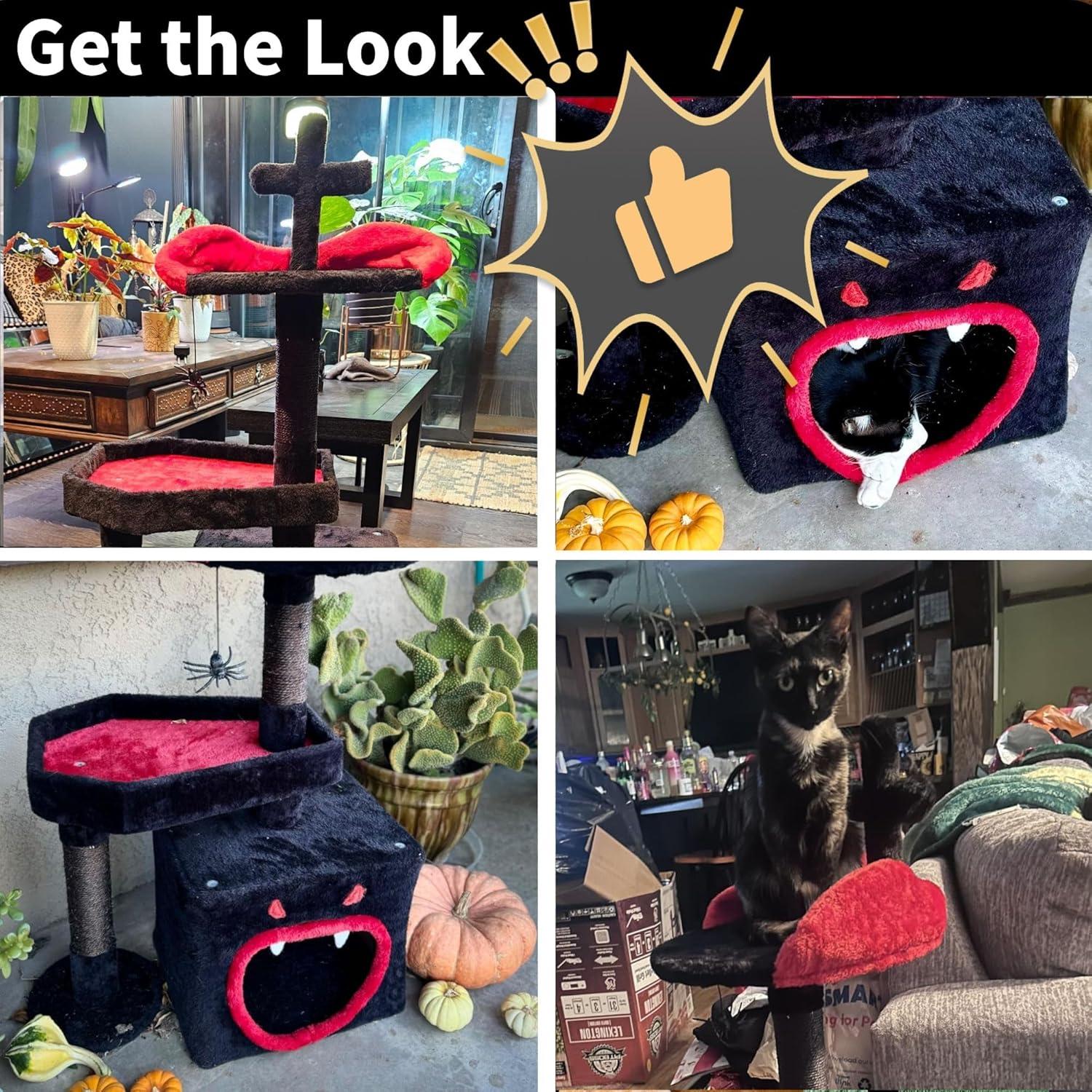 Árbol Gótico para Gatos YITAHOME 98 cm con Cama Ataúd