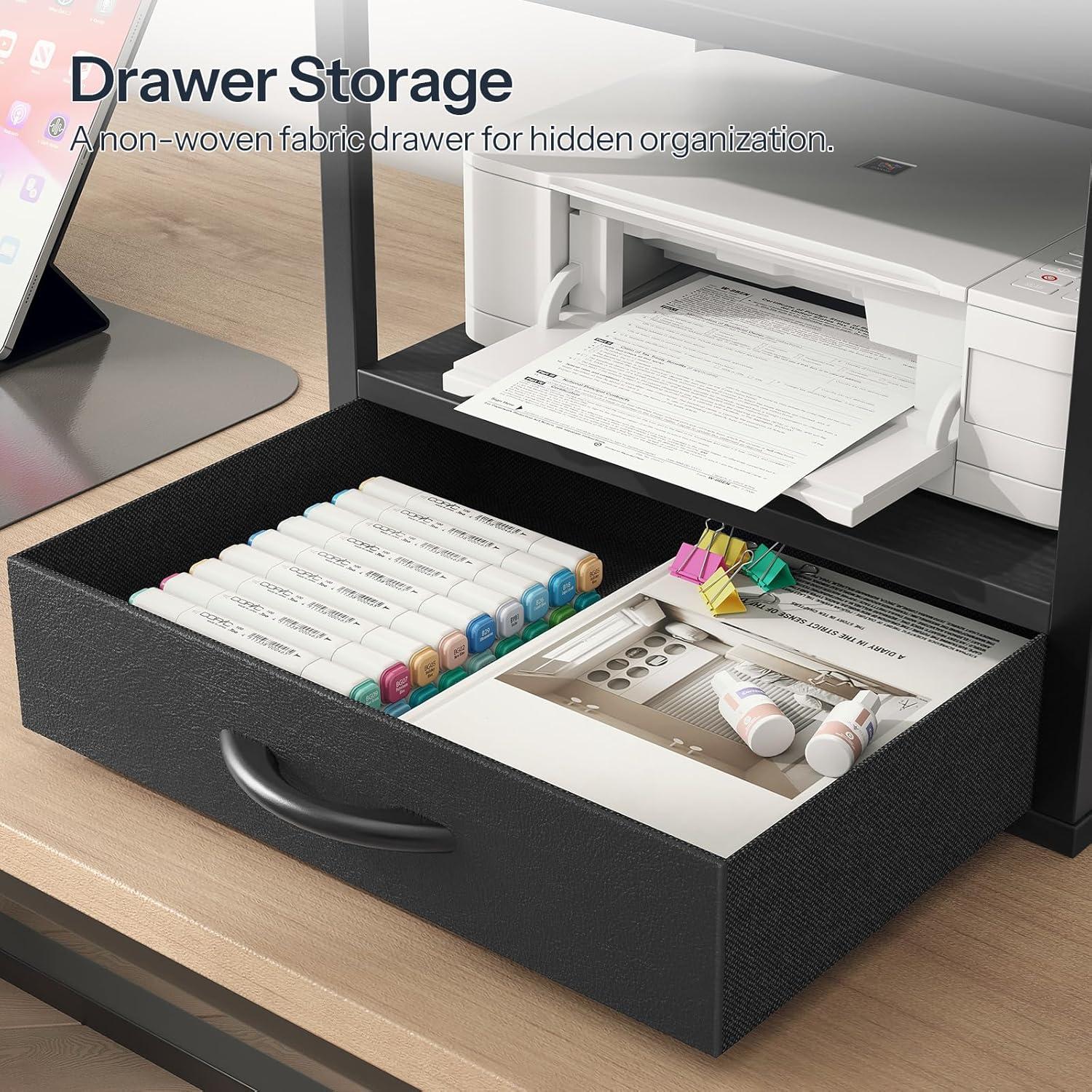 Soporte de Impresora HOOBRO Negro 2 Niveles con Cajón