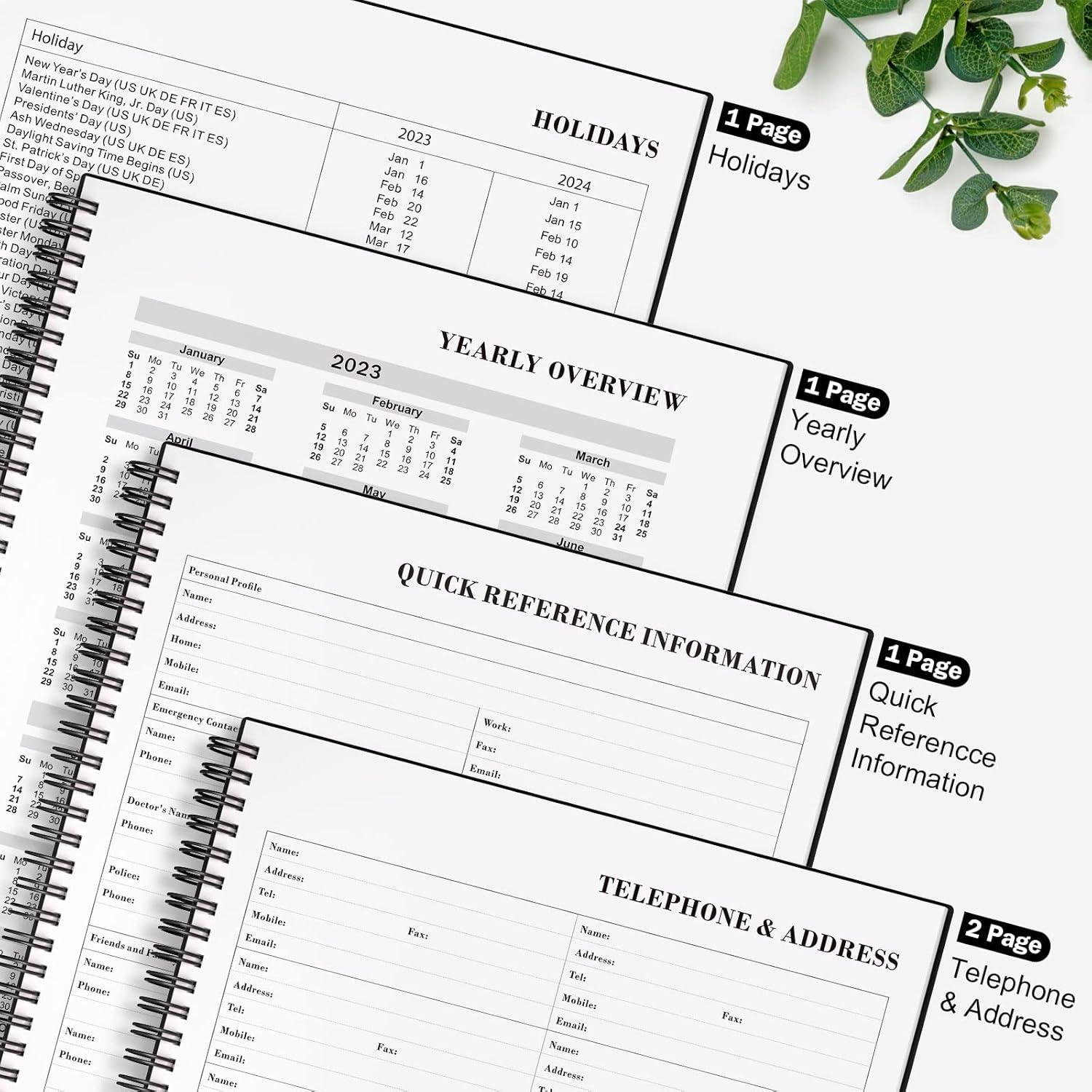 Planificador Diario Sin Fecha Asten A4 Negro con Tareas y Horarios