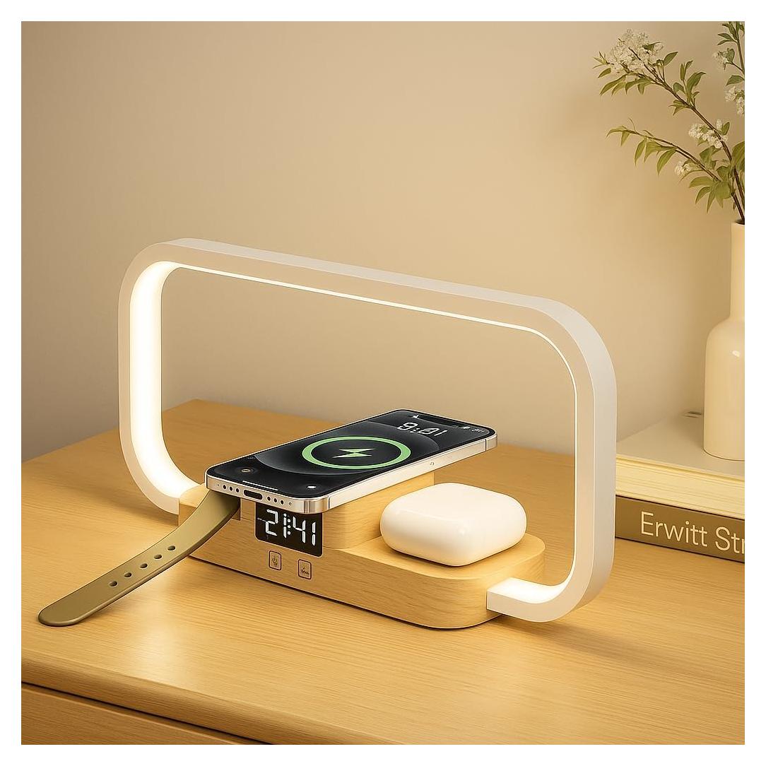 Lámpara de Mesa LED CRLL con Cargador Inalámbrico 5 Modos