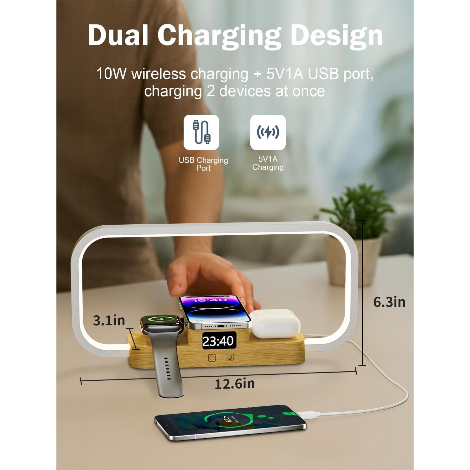 Lámpara de Mesa LED CRLL con Cargador Inalámbrico 5 Modos