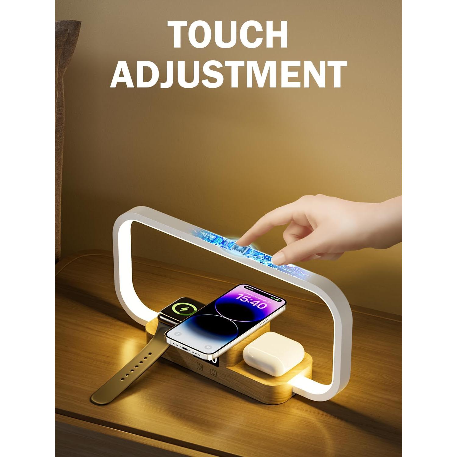 Lámpara de Mesa LED CRLL con Cargador Inalámbrico 5 Modos