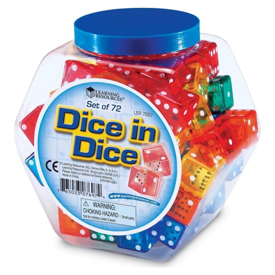 Cubo de Dados Learning Resources Set de 72 Matemáticas 1,91 cm