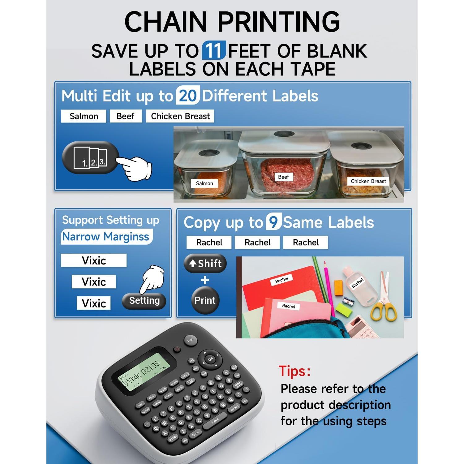 Etiquetadora Vixic D210S Portátil con Cinta Laminada 12mm