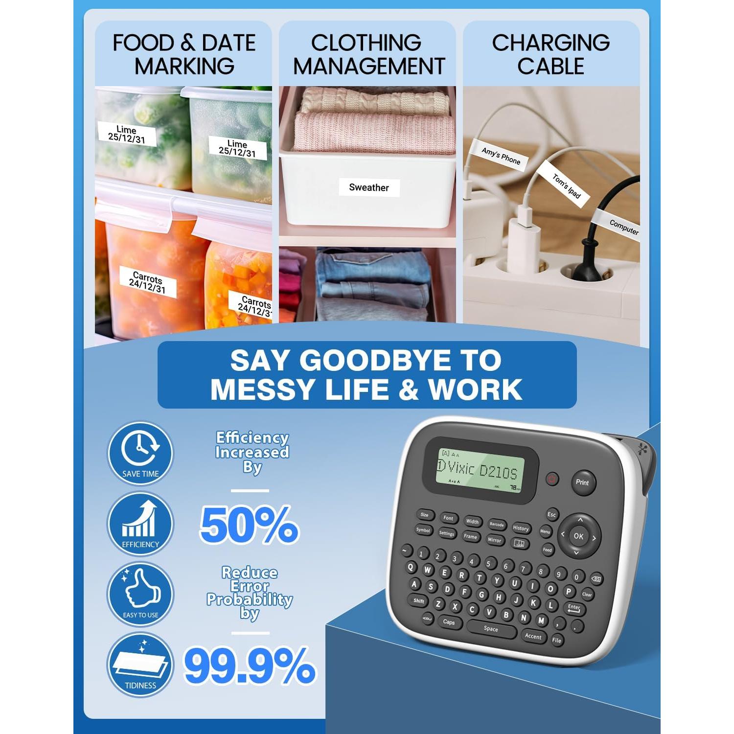 Etiquetadora Vixic D210S Portátil con Cinta Laminada 12mm