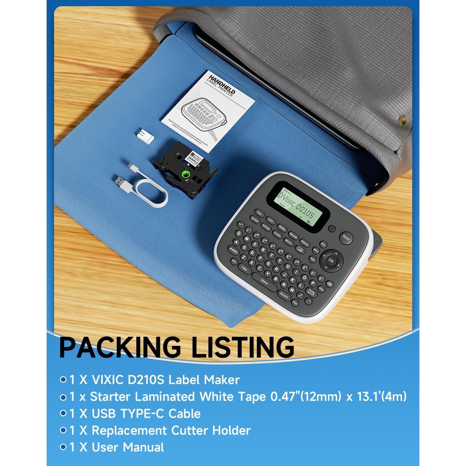 Etiquetadora Vixic D210S Portátil con Cinta Laminada 12mm
