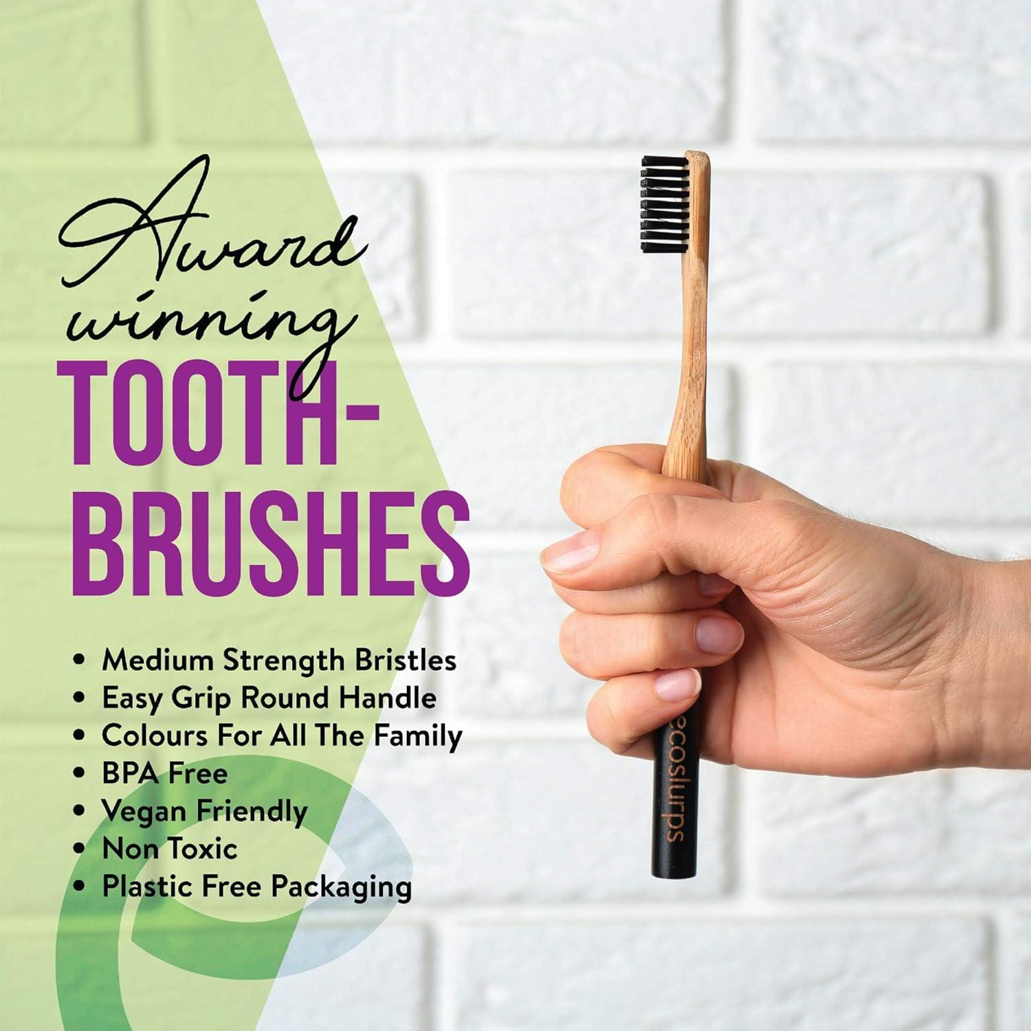 Cepillos de Dientes de Bambú EcoSlurps - 12 Adultos Multicolor