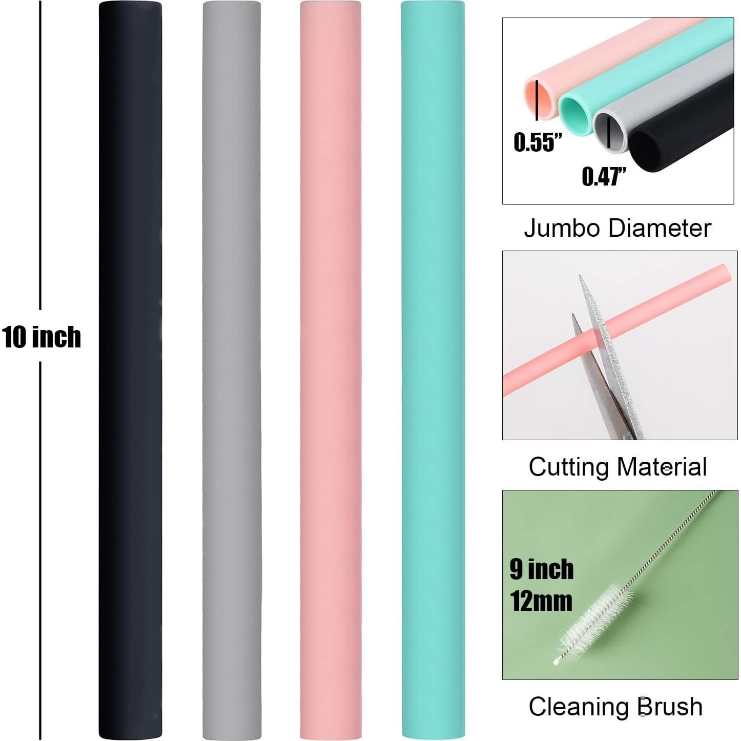 Pajitas de Silicona Reutilizables ALINK 25.4 cm 4 Piezas