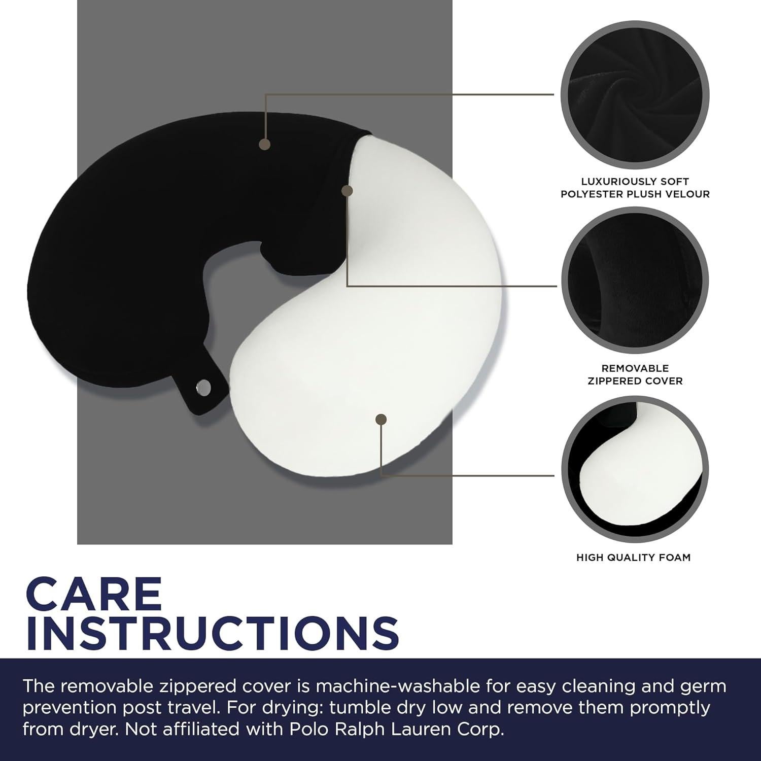 Almohada de Cuello U.S. Polo Assn. Terciopelo Suave 30x33cm