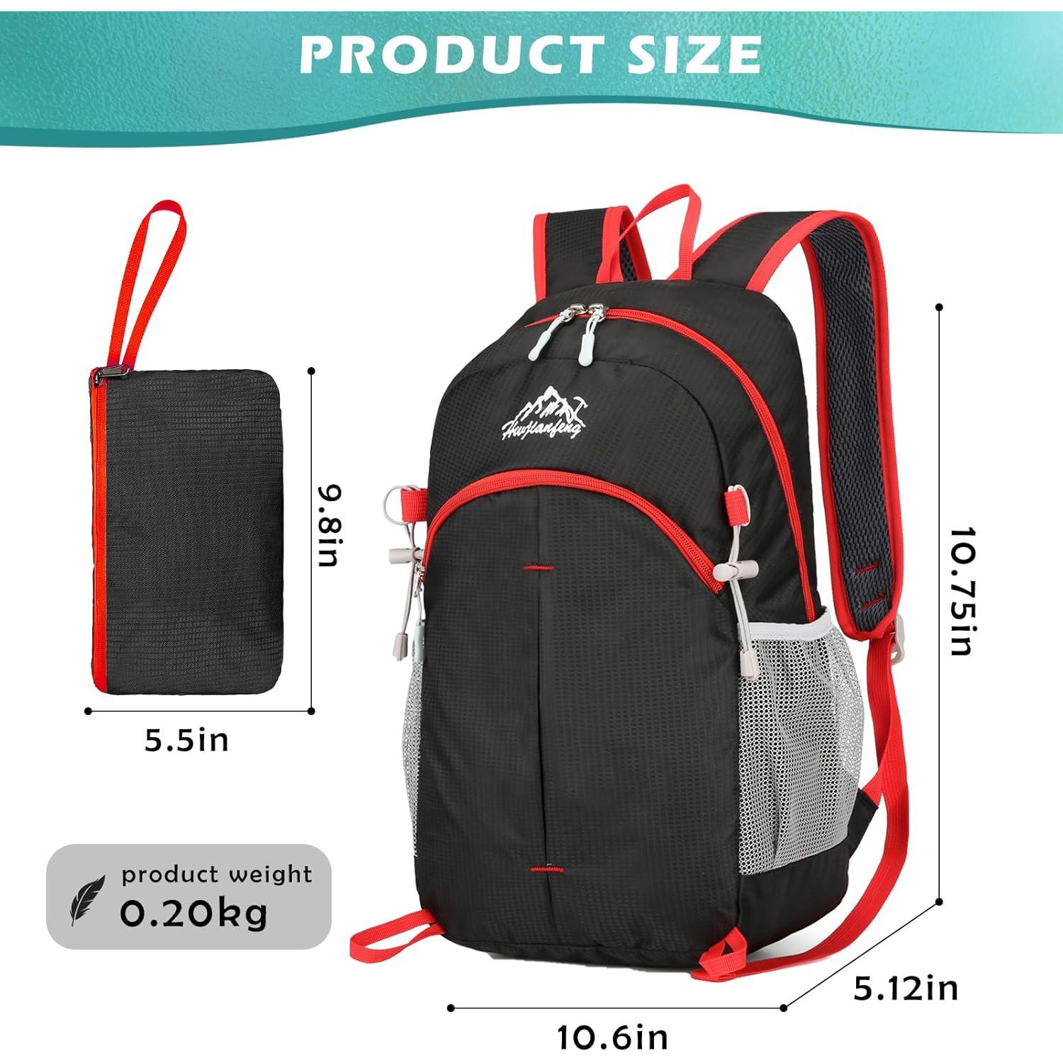 Mochila de Senderismo BiYiYun 20L Plegable Impermeable Negra