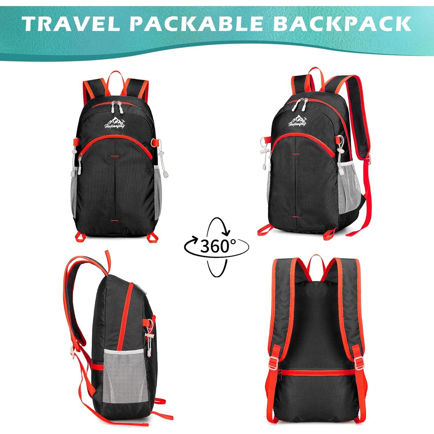 Mochila de Senderismo BiYiYun 20L Plegable Impermeable Negra