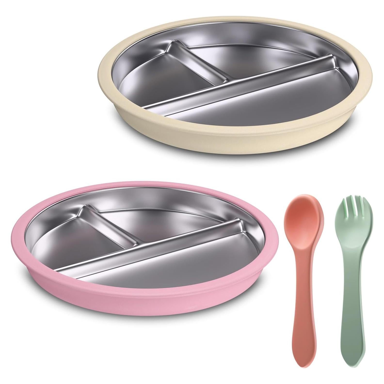 Plato de Acero Inoxidable Maccvk 22.86 cm Antideslizante 2 Pzs