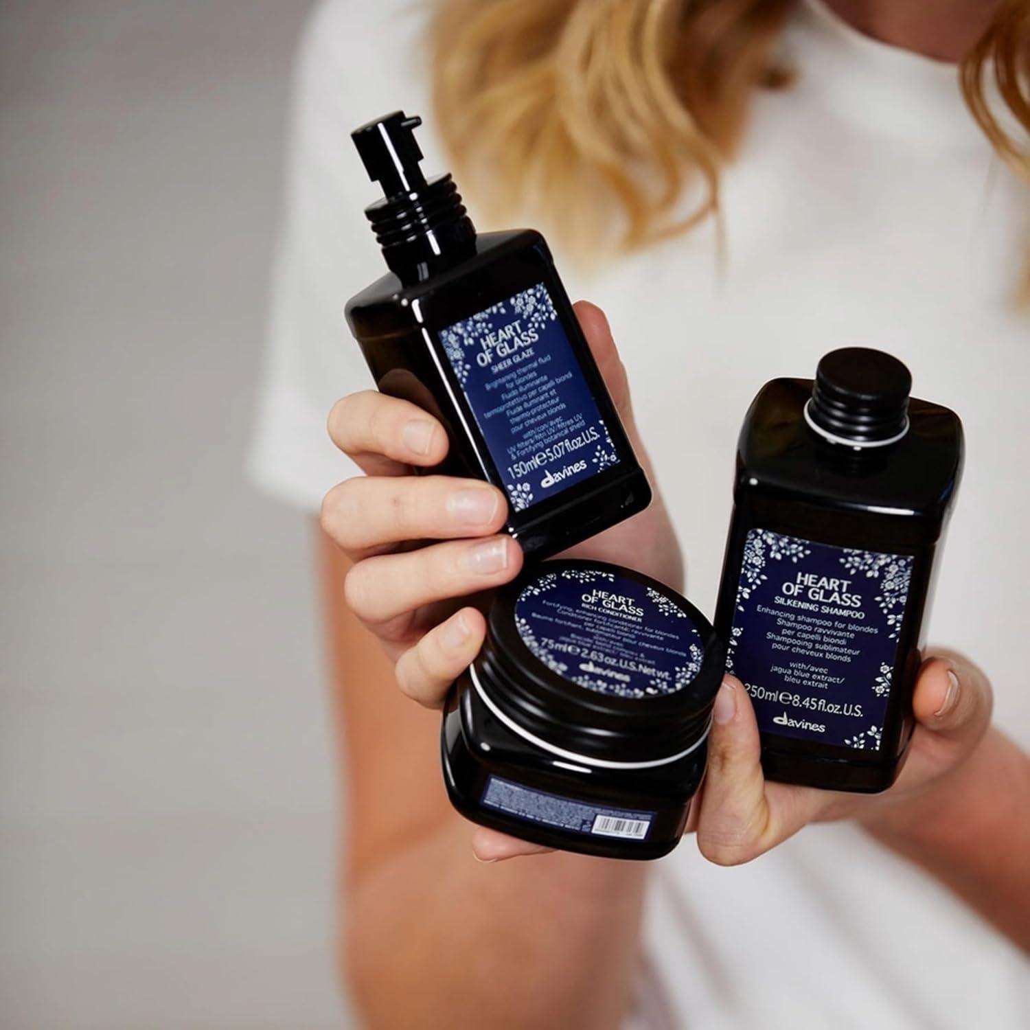 Champú Acondicionador Davines Corazón de Cristal 3 Piezas para Cabello Rubio