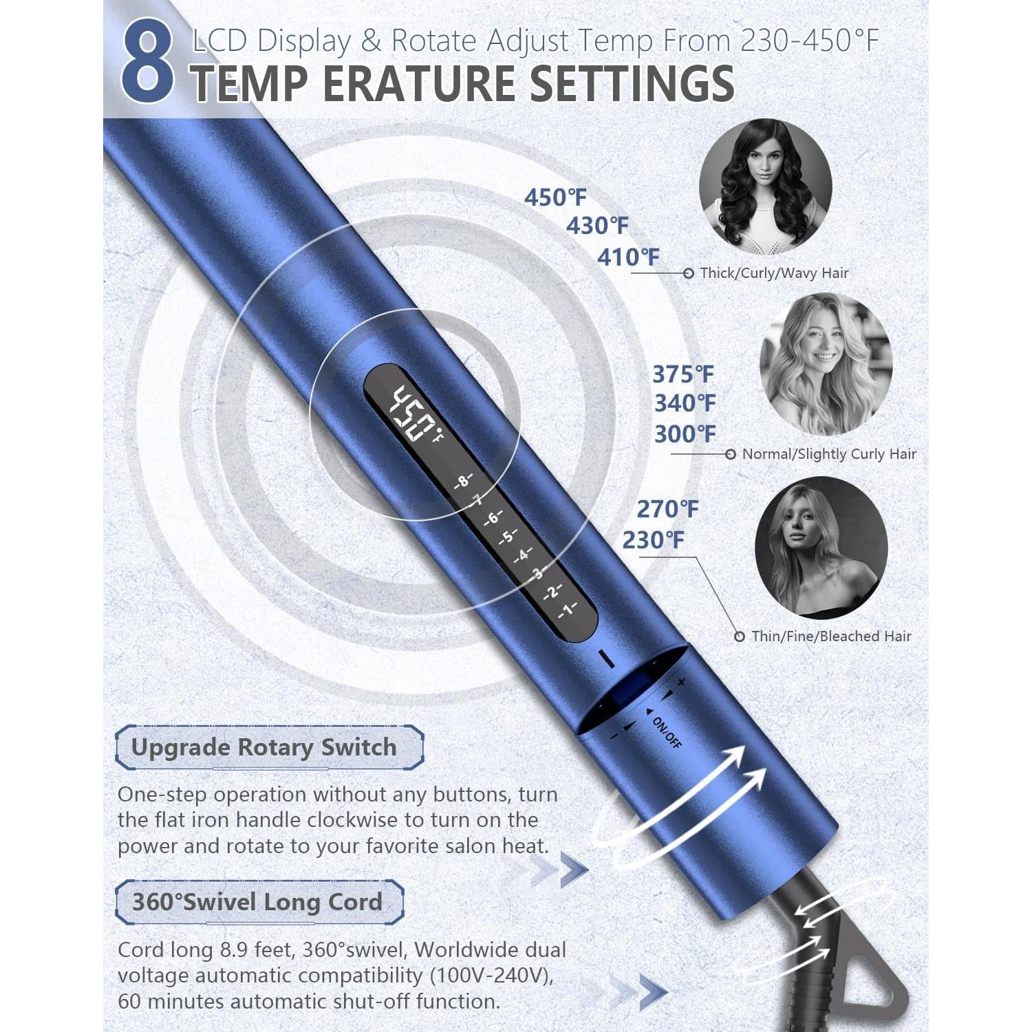 Plancha de Pelo KUSNCA V8 Cerámica Titanio 230-450°F