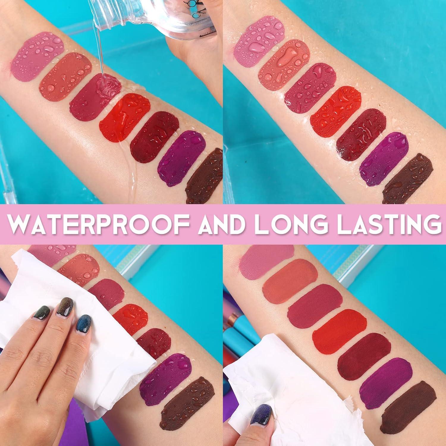 Set de 7 Pintalabios Líquido Mate QiBest + 1 Gloss Voluminizador