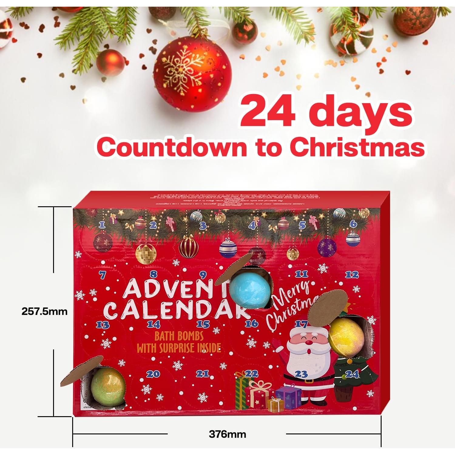 Calendario de Adviento 2025 con 24 Bombas de Baño y Joyería