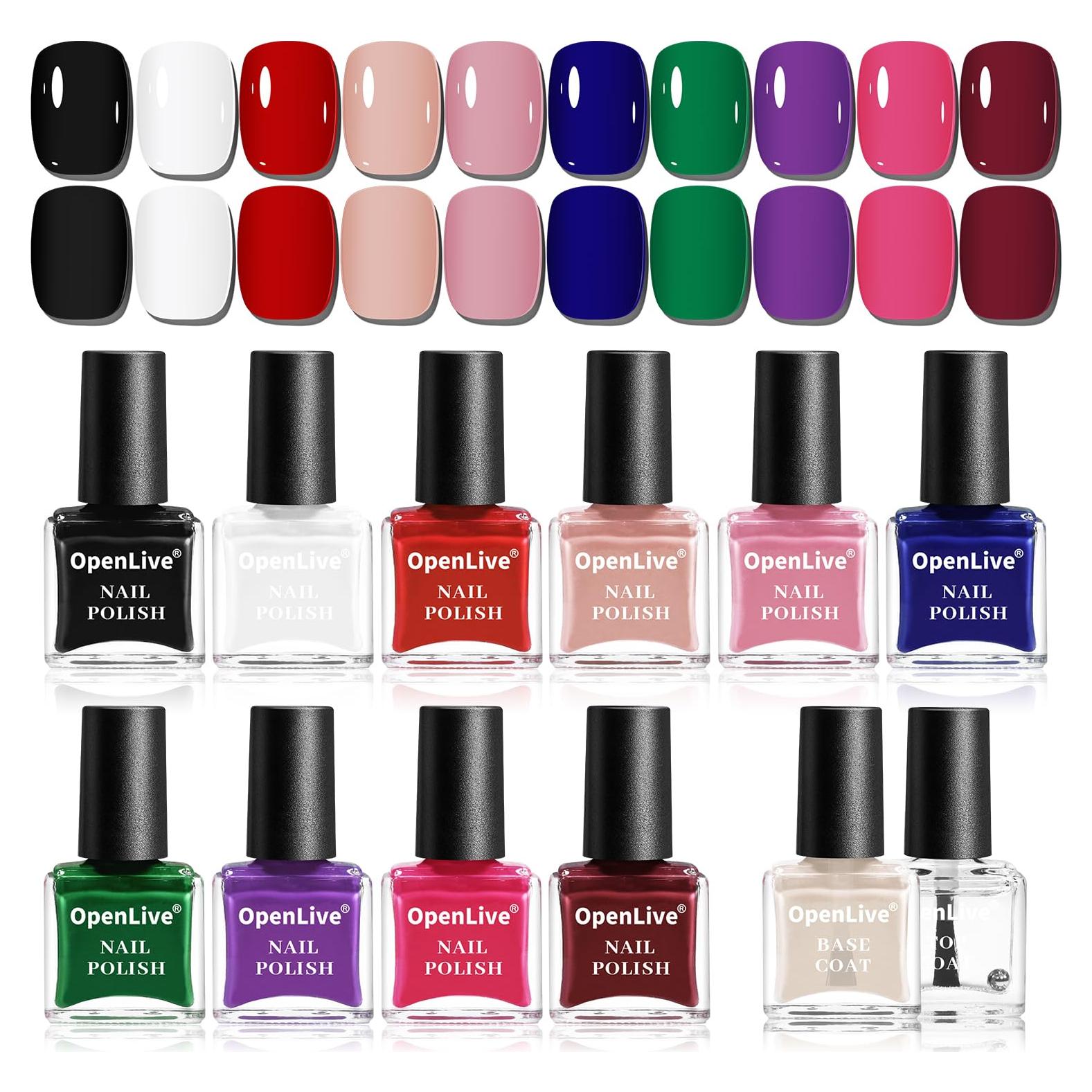 Juego de 12 Esmaltes de Uñas Secado Rápido DIY