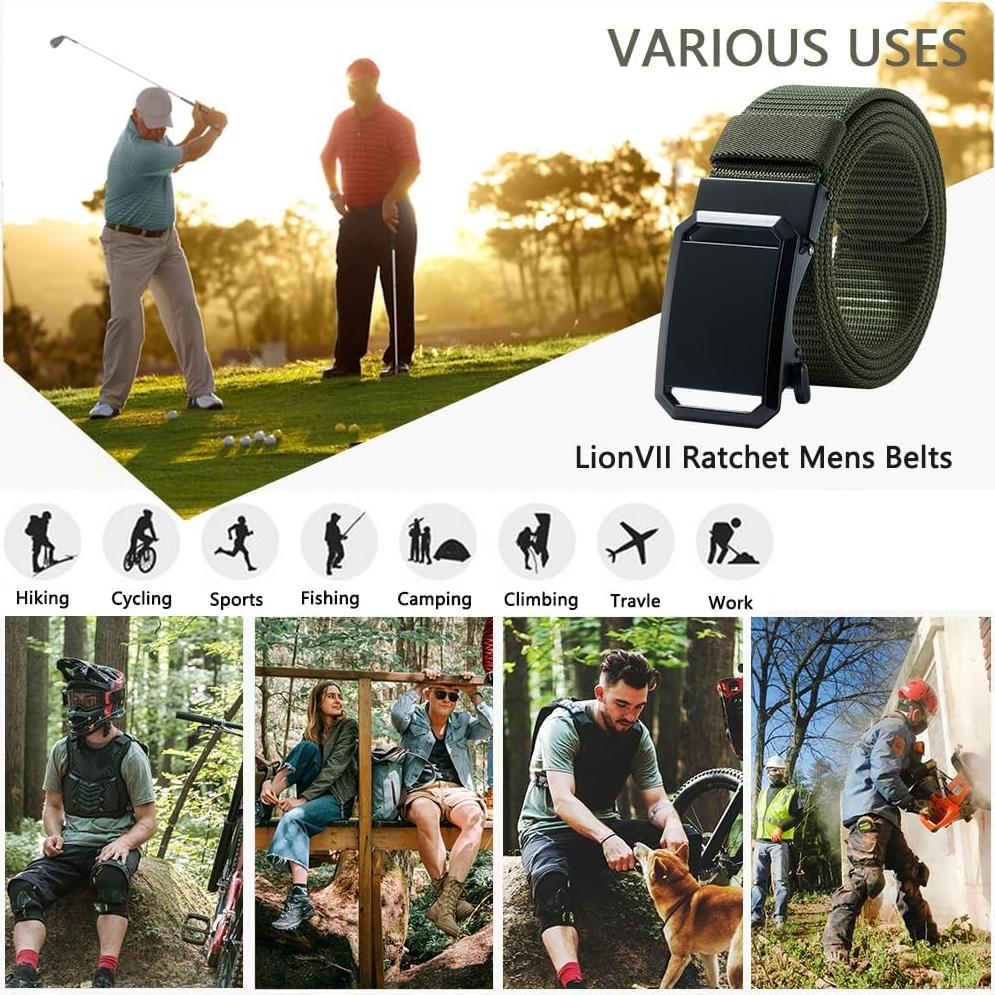 Cinturón Ratchet LionVII para Hombre de Nylon Verde Militar