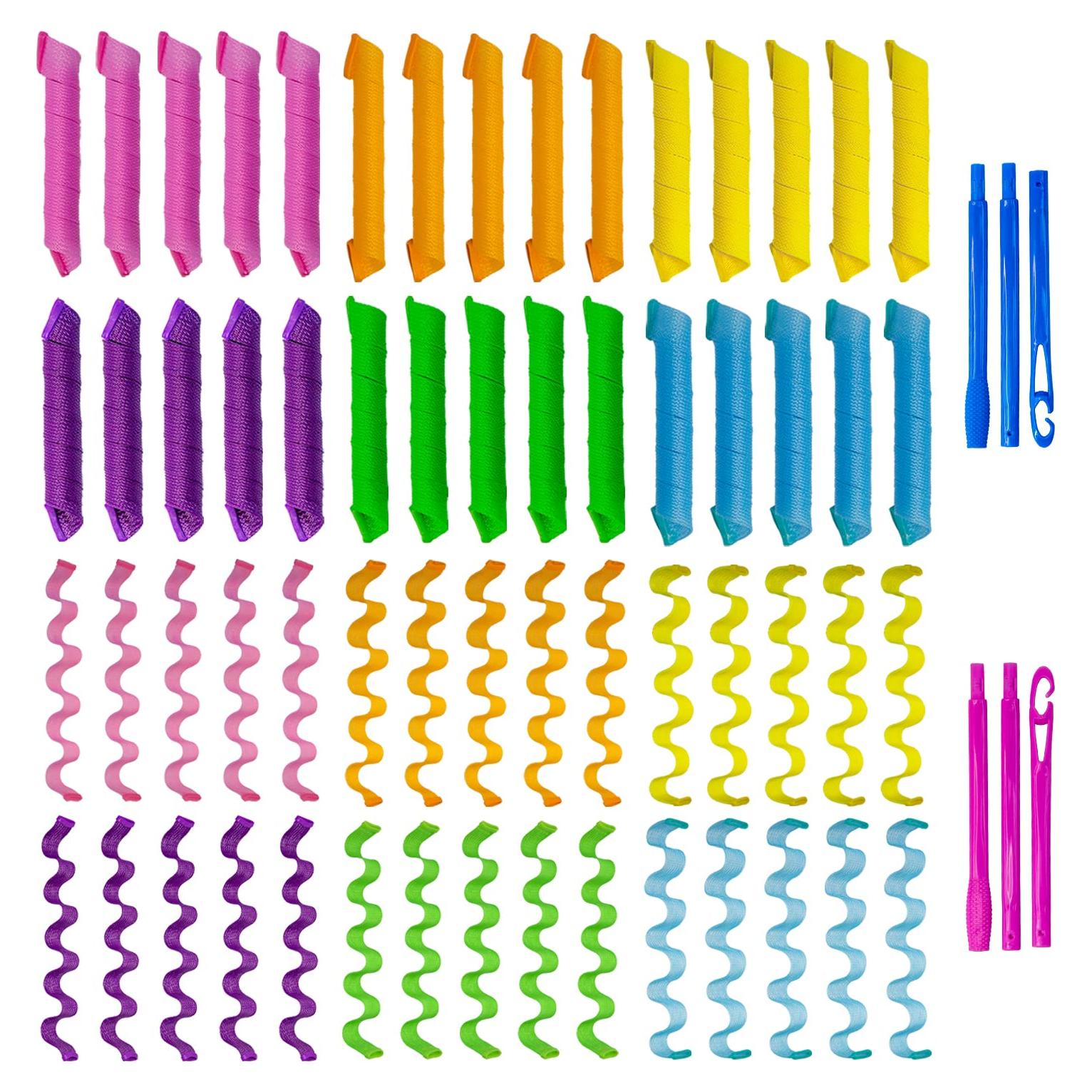 60 Rulos de Pelo Sin Calor Essenergi - Estilo Onda y Espiral 45 cm